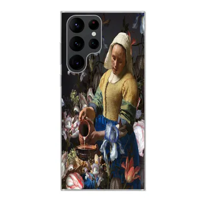 Produktbild von MuchoWow® Handyhülle Schutzhülle Hülle für Samsung Galaxy S22 Ultra Milchmädchen - Blumen - Regenbogen Silikon Softcase Handy Hülle - Abbildung