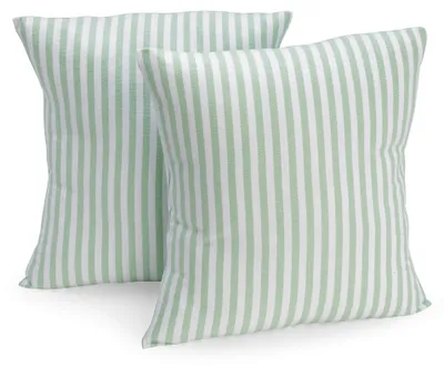 Productafbeelding van Set van 2 kussenslopen, 50 x 50 cm, mintgroen/wit gestreept, 100% katoen