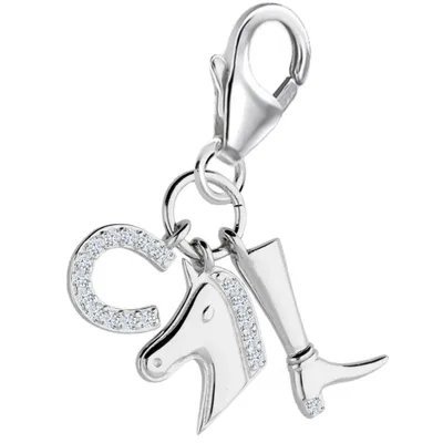 Charm Anhänger 3-in-1 Hufeisen Pferd Reiterglück I Echtschmuck