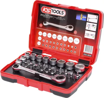 Produktbild von KS Tools 918.3050, Steckschlüssel-Satz, 31 Kopf/Köpfe, Chrom-Vanadium-Stahl, 420 g