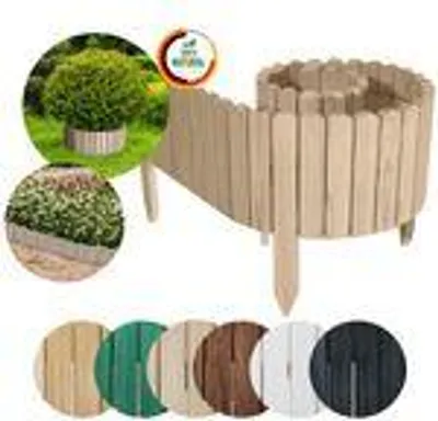 Produktbild von Floranica Rollborder Flexibler Holzzaun Rolborder 200 x 10 cm Unbehandelt Beeteinfassung Rasenkante Gartenzaun Holz Dekozaun Mini Zaun