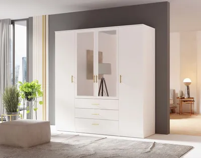 Obrázek produktu pro Kombinovaná šatní skříň 200 cm HENDRUM - bílá