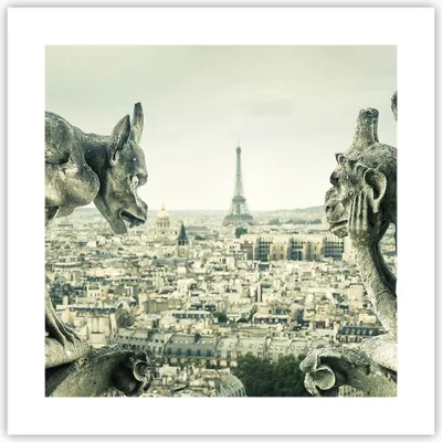 Produktbild von Poster - Poster ohne Rahmen - Wasserspeier Paris Notre-Dame - 40x40 cm - Wand Bild - Wanddeko - Wandbilder - Kunstposter - Wandposter - Bilder - Kunstdruck - Wanddekoration - P2XAC40x40-4544