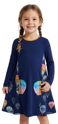 Produktbild von Desigual Mädchenkleid Rigoberta marineblau mit Ballon-Print 134