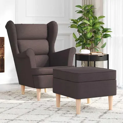 Image de Maison Exclusive - Fauteuil avec repose-pieds, tissu marron foncé