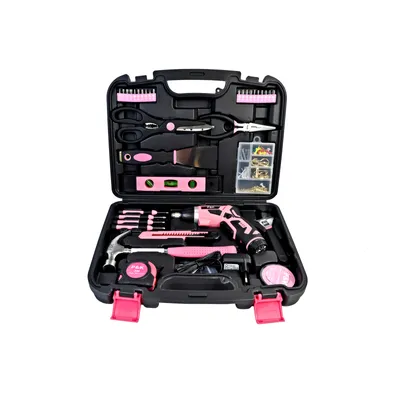 Produktbild von P & K 135-teiliges Werkzeugset im Pinken Werkzeugkoffer Werkzeug Geschenkideen – Praktische und umfassende Ausstattung für Ihre Reparatur- und DIY