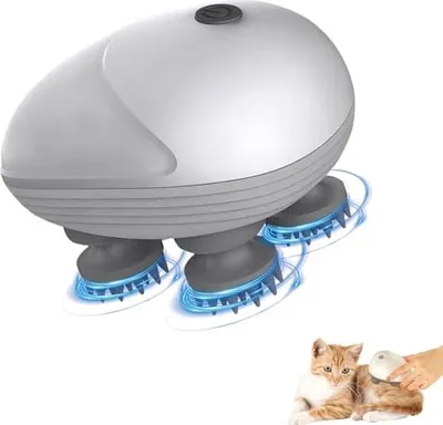 Produktbild von Elektrisches Kopfmassagegeräte, PET -Kopfhautmassagepinsel, IPX7 wasserdicht 4 Knetenköpfe, 3 Modi, Massagegerätigkeitspiegelung
