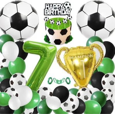 Produktbild von Fussball Deko Geburtstag Kinder 7 Jahre Party Set Luftballons Cup Topper Tischdeko