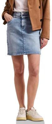 Produktbild von Street One Knielanger Jeansrock mit Gürteldetail Bleach Random Washed 46