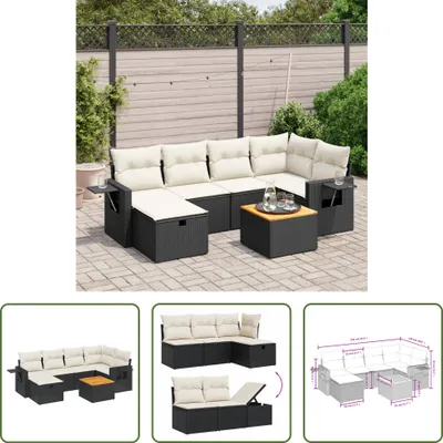 Produktbild von The Living Store 7-tlg. Garten-Sofagarnitur mit Kissen Schwarz Poly Rattan