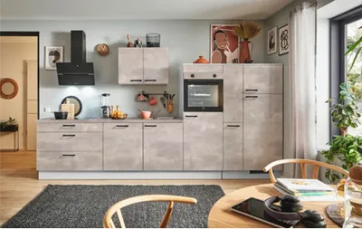 Produktbild von PICCANTE Plus Küchenzeile ohne Geräte Casual 370 cm beton perlgrau matt vormontiert Variante rechts 4067368012256