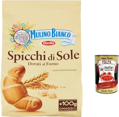 Produktbild von 12x Mulino Bianco Spicchi Di Sole Kekse Golden gebackene Biscuits cookies 900g + Italian gourmet polpa 400g
