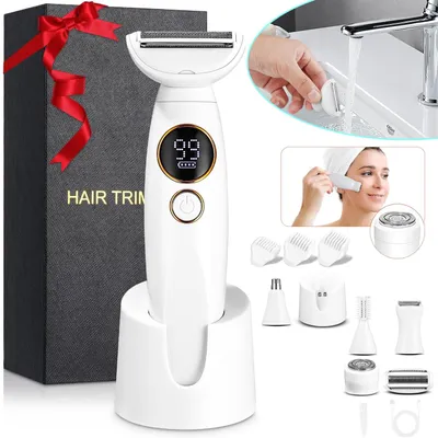 Produktbild von Damen Elektrorasierer, 5 in 1 Elektrorasierer, mit USB Ladestation, Damen Intimrasierer für Körper, Achseln, Bikinizone, Augenbrauen