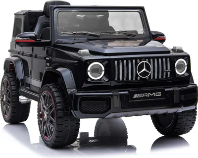Produktbild von Kinder elektroauto 12V Mercedes G classe Neu, Schwarz, Originallizenz, Batteriebetrieben, Türen öffnen, Einzelsitz, 2x Motor, 12 V Batterie, 2,4 GHz Fernbedienung, Hinterradfederung, Sanfter Start