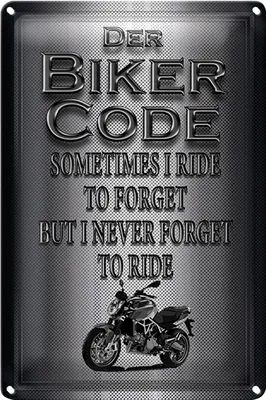 Produktbild von Blechschild Motorrad 20x30cm Biker Code never forget ride