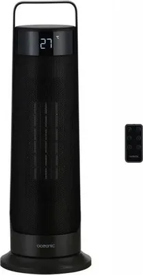 Obrázok produktu pre Keramický ohrievač, 2000 W, oscilačný, diaľkové ovládanie, 3 režimy kúrenia, 12-hodinový časovač, 10–35 °C, čierny