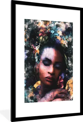 Produktbild von MuchoWow® MuchoWow® Gerahmtes Poster Frau - Farbe - Abstrakt 60x90 cm - Poster mit zchwarzem Bilderrahmen - Dekoration - Wandposter Wohnzimmer - Hochwertig