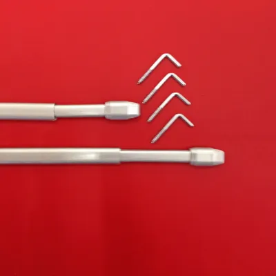 Produktbild von Vitragestangen 2er Pack inkl. Schraubhaken - Breite 100 - 180 cm ausziehbar 11 mm Höhe - braun