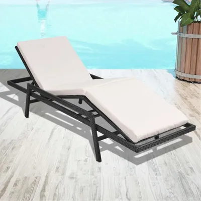 Obrázek produktu pro The Living Store Lehátko s polštářem polyratanové černé