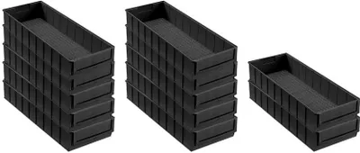 Produktbild von SuperSparSet 12x Leitfähige Industriebox 500 B | HxBxT 8,1x18,3x50cm | 6 Liter | ESD, Sichtlagerkasten, Sortimentskasten, Sortimentsbox, Kleinteilebox