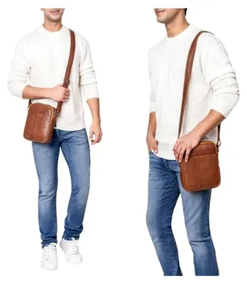 Produktbild von Kleine Herren Umhängetasche aus Leder im Vintage-Stil