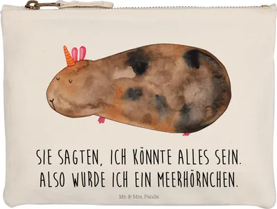 Produktbild von Mr. & Mrs. Panda Pouch Einhorn Meerschweinchen Grösse XL Große - Weiß - Geschenk, Meerhörnchen, Kosmetiktasche, Unicorn, Meerschwein, Mäppchen, Einhörner, Federmappe
