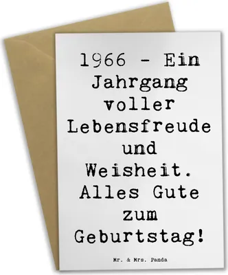 Produktbild von Mr. & Mrs. Panda valentinstagskarte Spruch 1966 Geburtstag - Weiß - Geschenk, Feier, osterkarten, Alles gut zum, neujahrskarte, Jubiläum, Geburtstagsgeschenk, Geburtsjahr