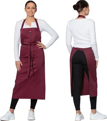 Produktbild von Schürze mit Latz 65% Baumwolle, 35% Polyester, bordeaux