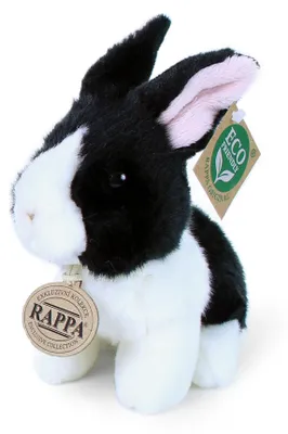 Obrázok produktu pre Plyšový zajac, čierno-biely, sediaci, 16 cm, ECO-FRIENDLY