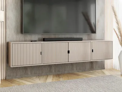 Produktbild von KierMoebel Tv Schrank ELI 4, Modern Lowboard Kaschmir Geriffelt 206,4x42x38,8 cm