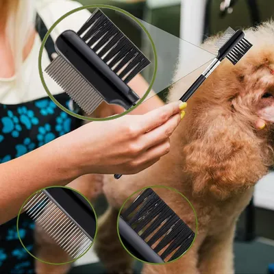 Immagine prodotto di 5 pezzi pettine per la rimozione delle macchie - pettine antipulci doppio lato per cani e gatti con pettine per pidocchi e rimozione zecche
