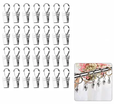 Vorhangclips aus Edelstahl mit Haken, 100 Stück, 3,3 x 1,0 cm