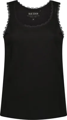 Produktbild von Blue Seven Damen Top mit Spitzen-Details - Ärmelloses Shirt mit Rundhalsausschnitt in Schwarz Größe 44