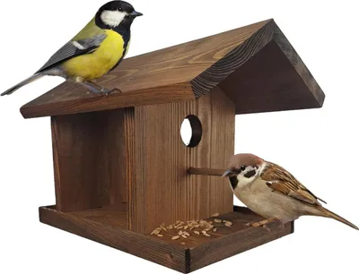 Produktbild von HolzGarden Vogelhaus zum Aufhängen 44x30,5x25 cm Teak Holz Wetterfestes Futterhaus für Kleinvögel Handarbeit Modell Die Taverne