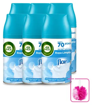 Zdjęcie produktu dla 6 sztuk wkładów do automatycznego dyfuzora Air Wick Freshmatic – zapach "Kwiaty i świeżość" – 250 ml – zestaw ekonomiczny