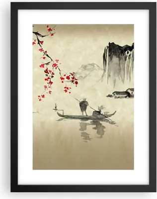 Produktbild von Gerahmtes Poster - Schwarzer Rahmen - Blume Kirschen Japan - 30x40 cm - Wand Bild - Wanddeko - Wandbilder - Kunstposter - Wandposter - Bilderrahmen - Bilder - Kunstdruck - P2BPA30x40-5020