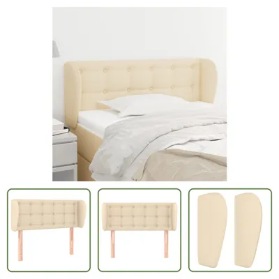 Image de The Living Store Tête de lit avec oreilles Crème 103x23x78/88 cm Tissu
