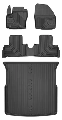 Productafbeelding van Rubberen automatten + kofferbakmat voor Ford S-Max I 2006-2014 (MPV) – 4-delig, zwart, op maat – Wielganizator