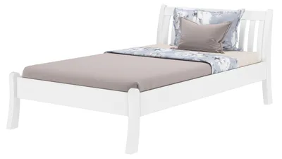 Produktbild von Weißes, breites Einzelbett 120x200 Kiefer massiv V-60.61W-12ohne Zubehör