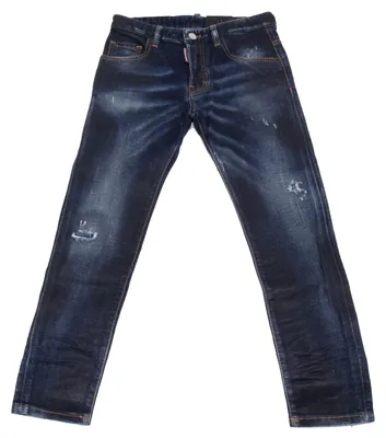 Immagine prodotto di 5823AB jeans per bambino, modello BOY di Dsquared2, jeans stile skater, colore blu, aspetto consumato, pantaloni per bambino