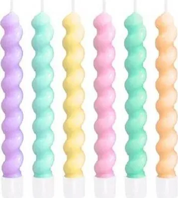 Obrázok produktu pre Sviečky farebné špirálové 6ks 7,5 cm - Party Pal