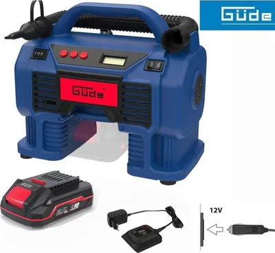 Produktbild von Güde 18V Kompressor K 18-05 mit Akku 2.0 Ah und Zigarettenanschluss