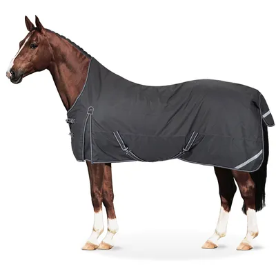 Zdjęcie produktu dla Equinate wodoodporny dywanik przeciwdeszczowy Oakland z polarową podszewką 165cm szary