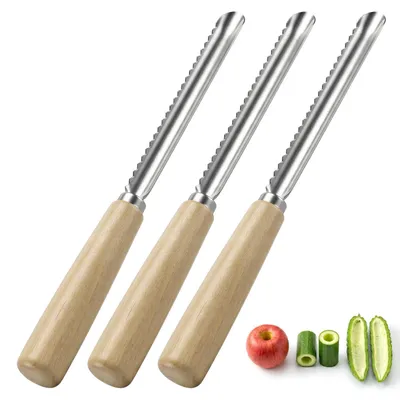Gemüse-Aushöhler-Set, 3 Stück, 24,5 cm, Edelstahl, Holzgriff