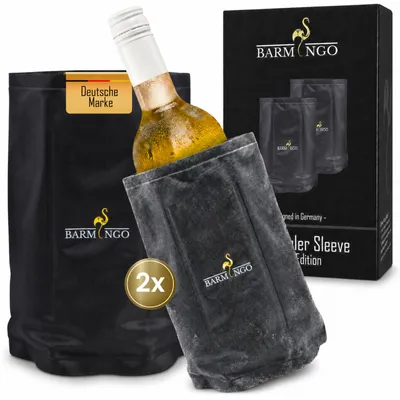 Produktbild von Kühlmanschette Wein 2er Set – Weinkühler Manschette für Sekt & Champagner | Flexibler Flaschenkühler mit Klettverschluss & Gel-Kühlung | Sektkühler