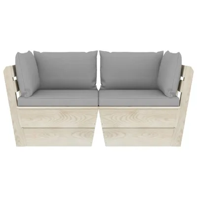 Image de vidaXL Canapé de jardin en palettes 2 places avec coussins épicéa