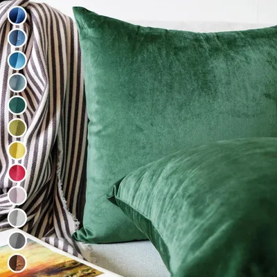 Produktbild von Lionmood Premium Samt Kissenbezug Grün 40x40cm -1er- Velvet Kissenhülle mit Reißverschluss - Modernes Design, Weich, Einfarbig für Sofa