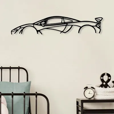 Produktbild von Wallity, Mclaren P1 Silhouette, Dekoratives Wandaccessoire aus Metall, 100 % METALL, Schwarz, 68 x 14 cm