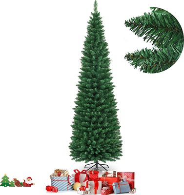 COSTWAY 240 cm vianočný stromček, umelý jedľový stromček s kovovým stojanom, vianočný stromček s PVC ihlami, umelý vianočný stromček ideálny pre domácnosť, kanceláriu, obchody a hotely, zelený