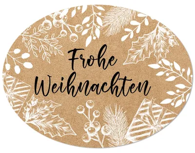 Produktbild von 200 Frohe Weihnachten Aufkleber auf Rolle - oval 6 x 4,5 cm